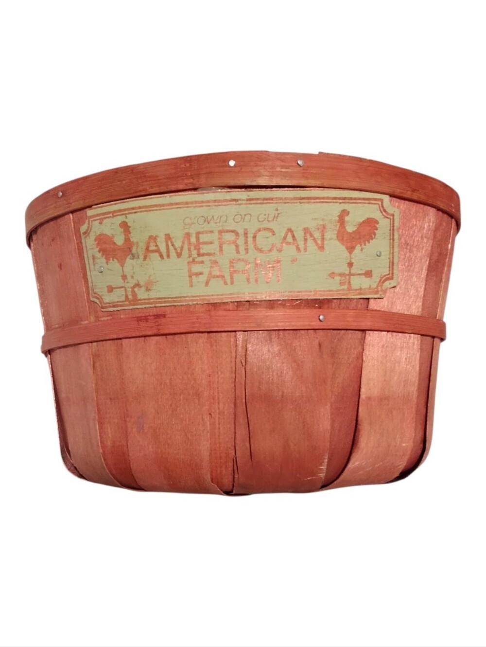 Red Wood Bushel Basket Wall Planter